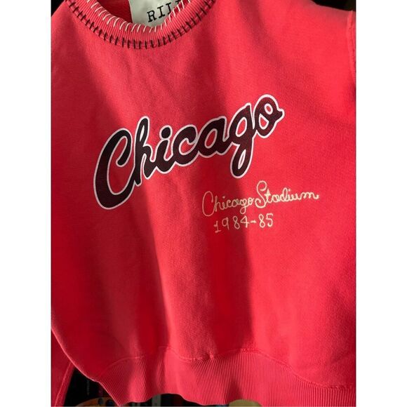 NWT Riley x Free People Chicago Hand Stitched Crew Neck Pullover Sweatshirt Med - Picture 11 of 13